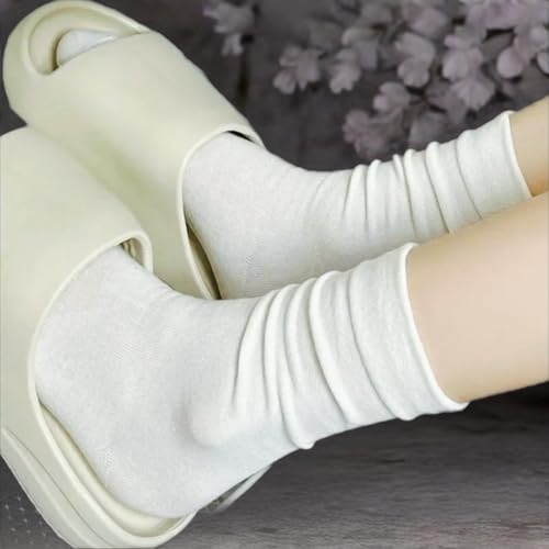 Image of Opa! Women White Lace Ruffles Socks Cottagecore Floral Frilly Sock Thin Cotton Summer Crew Socks -Soft Breathable.