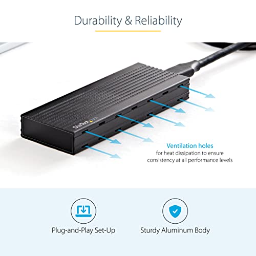 Image of StarTech.com USB-C 10Gbps to M.2 NVMe or M.2 SATA SSD Enclosure, Portable External PCIe /SATA NGFF SSD Aluminum Case, USB Type-C / Type-A Host Cables, Supports 2230 /2242 /2260 /2280 - TAA