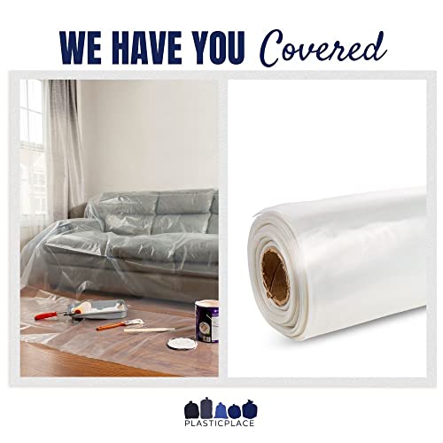 Image of Plasticplace PS101006 Extra Heavy Clear Plastic Sheeting │ 6 Mil │ 10'W x 100'H (1 Roll)