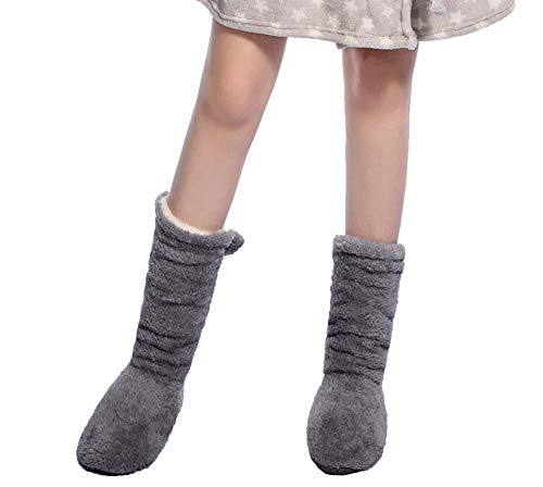 Fralosha Women'S Slipper Sock Coral Velvet Indoor Spring-Autumn Super Soft Warm Cozy Fuzzy Lined Booties Slippers (27Cm) Grey thumb #1