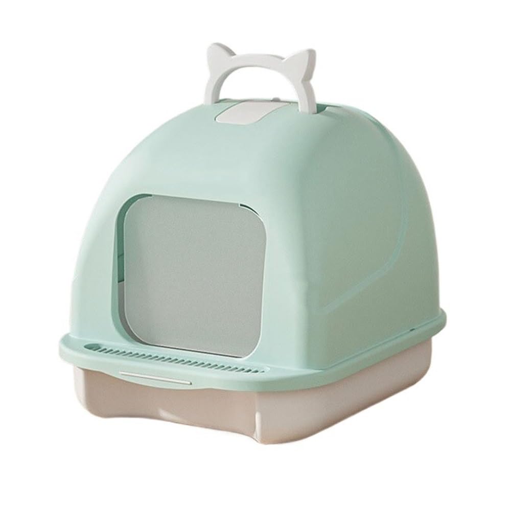 Pet Toilet Caja de Arena for Gatos Cerrada con Tapa y Pala, a Prueba de Fugas, fácil de Limpiar, Antiadherente Litter Box(Green)