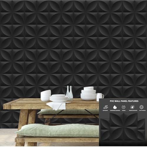 Image of Kayra Decor Wall Panels for Bedroom Butterfly Design Black Color 19.7 inch x 19.7 inch (Pack of 40) - Covers 107.80 Sq. Ft.