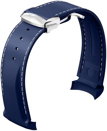 Bands for Omega Seamaster Watch，Curved End Rubber Strap Compatible with Omega Rolex Tudor SEIKO 20mm 22mm Watch Seamaster Speedmaster Diver 300M 600M Strap Men Women（blue-22mm）