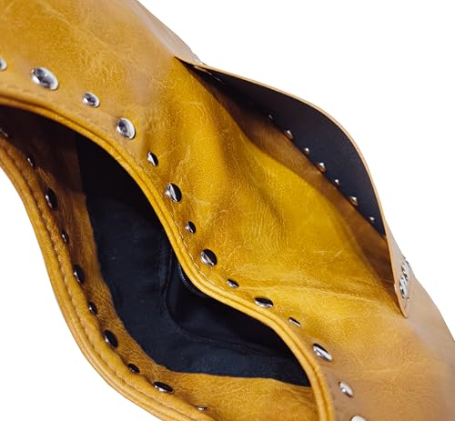 Image of Molodo PU Leather Hobo Bag for Women Vintage Studded Tote Bag Handbag Trendy Shoulder Bag Punk Streetwear Handbag Purse