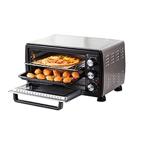 Mini-oven 20 liter | pizzaoven | minibakoven | 3-in-1 oven met convectie | uitneembare kruimelplaat | 100 °C – 230 °C | 1380 W | boven- en onderwarmte | roestvrij staal | 60 min. timer