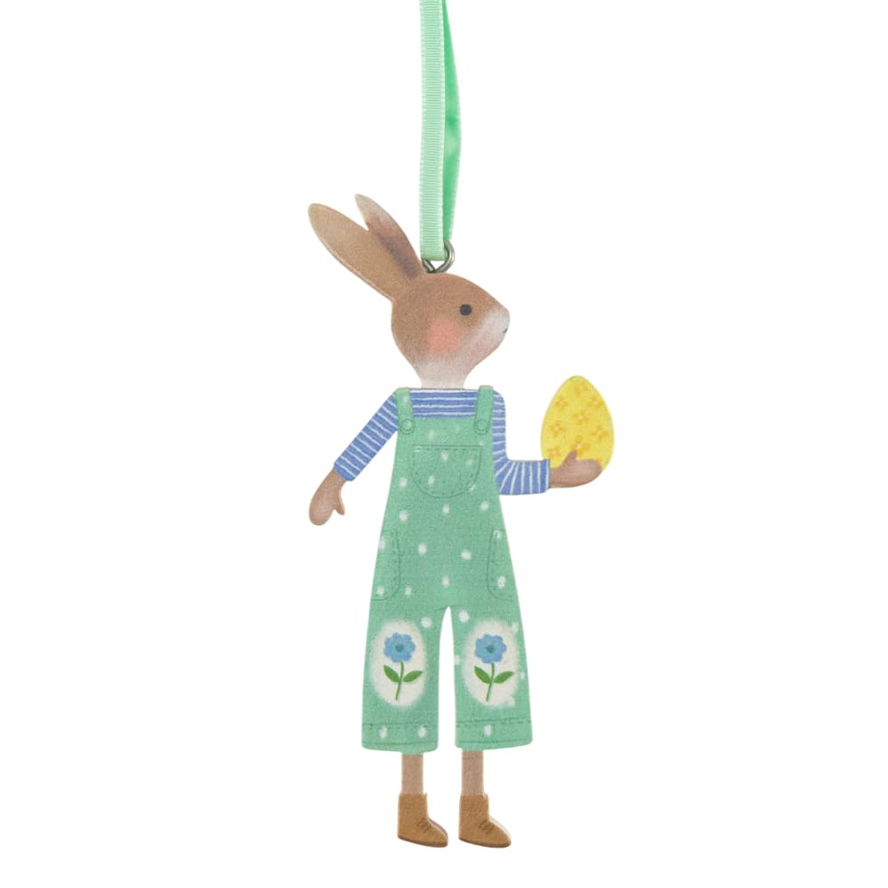 Crafty Capers Boys Green | Easter Rabbit | Wooden Easter Tree Decoration | Gisela Graham