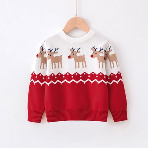 Long Sleeve for Children Boy Girl Fall Winter Boat Neck Sweater Holiday Christmas Cute Crochet Warm Knit Kid 20252