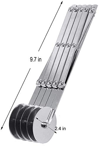 Hxytech 5 Wheel Pastry Pizza Cutter, Expandable Stainless Steel Pastry Knife Baking Cutter Roller Cookie Dough Cutter Divider (Standard Design)