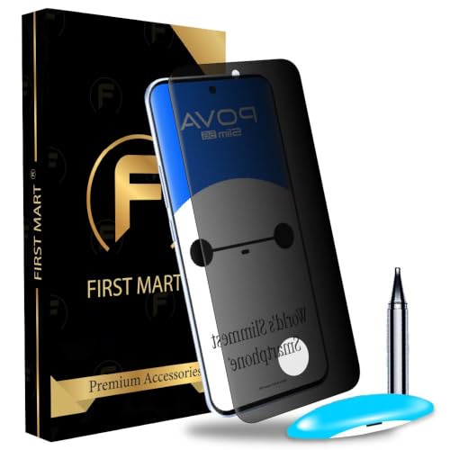 Image of FIRST MART Military-Grade Privacy Tempered Glass for Tecno Pova Slim - 9H Hardness, Edge to Edge, Bubble-Free, Anti-Spy, Anti Peeping [1 Pack]