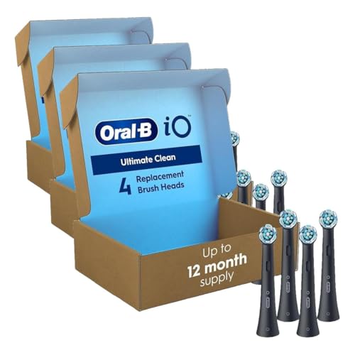 Image of Oral-B iO Series Ultimate Clean Electric Toothbrush Replacement Brush Heads for an Oral-B Electric Toothbrush, 4 Count, Black (Pack of 3)