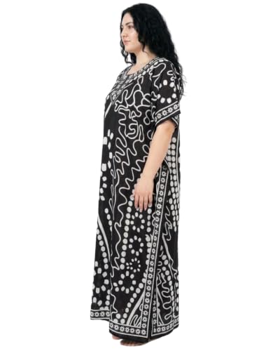 Image of Oussum Plus Size Kaftan Dresses for Women, Polyester Summer Caftan Cover Up Maxi Beach Dress, 1X-3X