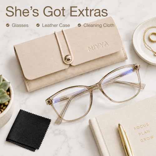 Image of miyya Blue Light Blocking Glasses for Women with Case, Anti Eyestrain UV Glare Computer, Gaming & Phone Eyeglasses