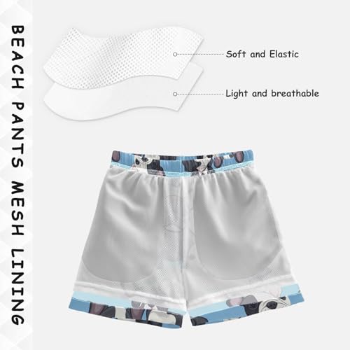 Pigsaly Boys Swim Trunks Cute Dog Puppy Dark Blue Boys Board Shorts Swimsuit Swimwear Summer Bathing Suit S4