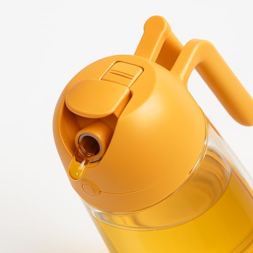 Image of La' Forte LA' VITE 2-in-1 Oil Dispenser Bottle - Glass Olive Oil Sprayer & Pourer with Flip-Top Lid - Dual-Mode for Cooking, Baking, Grilling - Leak-Proof, BPA-Free (Orange)