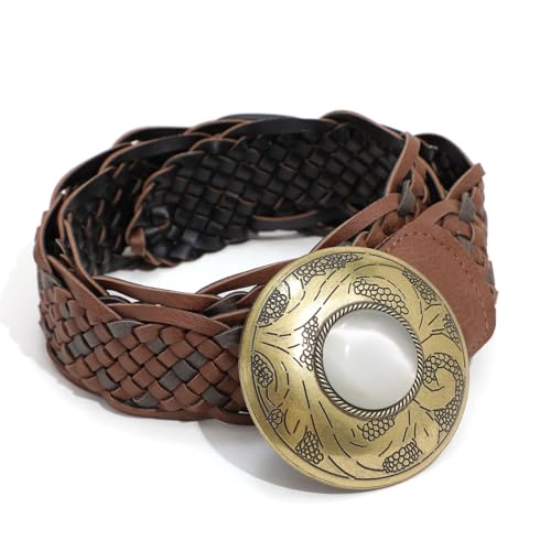 Western Boho Cowgirl Belt - Woven Leather with Metal Buckle2