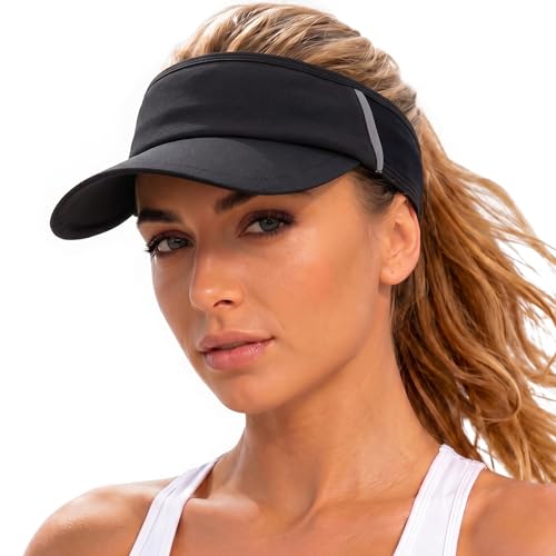 OLIKER Sun Visor Hat for Women & Men UV Protection Lightweight Foldable Summer Sports for Running Tennis Golf Pickleball (1 Black)