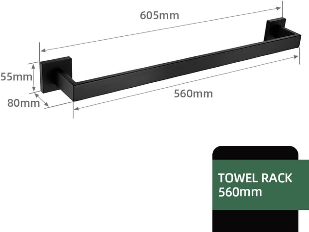 Towel Rails, Matt Bathroom Hardware Set Kit Accessories Wall Shelf Towel Bar Rack Rail Robe Hanger Toilet Brush Roll Paper Dish/Tower Haer 56/ Size