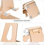 Gold Foldable Aluminum Alloy Cell Phone Holder,Tabletop Metal Phone Stand with Adjustable Angle by Swivel Axis,Smartphone Cradle
