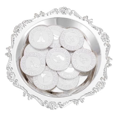 TINGKU Español Arras de Boda con Plato, Las Arras para Boda de Matrimonio, Regalos de Boda, Arras de Boda Ceremonia Novios, Monedas de Unidad, Ceremonia de Boda - Plata