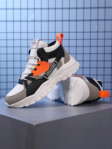 Faux Leather Colorblock Y2K High Top Sneakers with 2 Inch Platform Casual Streetwear Skate Shoes for Daily Wear Concert Travel Unique Unisex Chunky Style4