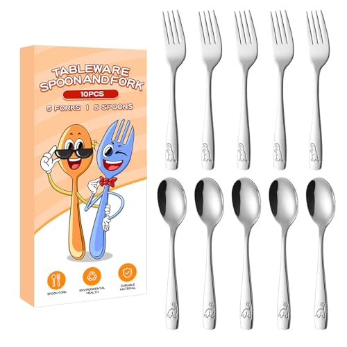 Generisch Kinderbesteck mit Dinosaurier-Gravur, 10-teilig