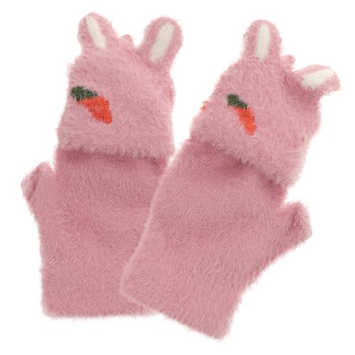 WOFASHPURET Fashionable Cartoon Carrot Gloves Warm Keeping Fingerless Glove for Daily Use