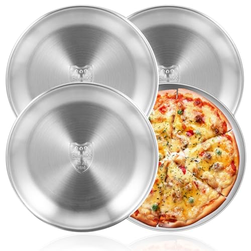 YushengTai 4 Stück Edelstahl Teller 20cm, 304 Dicker Leichtmetall Unbreakable Edelstahl Geschirr, Rundes Edelstahl Teller Camping, Picknick Teller, Pizzablech, Nicht-Toxin Geschirrspüler Safe