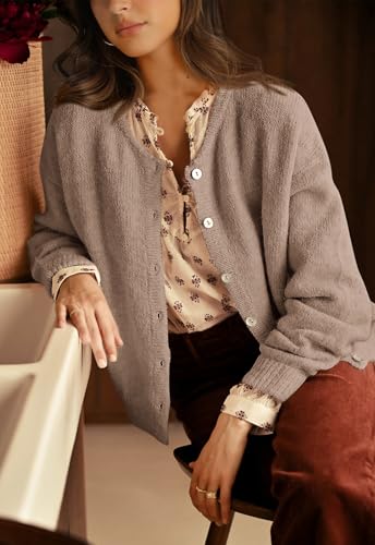 Image of PRETTYGARDEN Long Sleeve Crewneck Button Down Womens Sweaters Fall Open Front Chunky Cardigan Sweaters for Women 2026