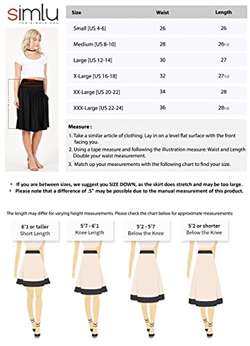 Image of Simlu Skirts for Women Regular and Plus Size Skirt with Pockets Below The Knee Length Ruched Flowy Midi Skirt