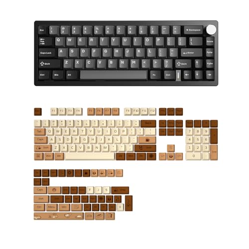 Image of YUNZII AL68 Wireless Mechanical Keyboard (Black, Cocoa Cream V2), Coffee Cat Dye Sub PBT Keycaps(Cherry Profile, Coffee Cat)