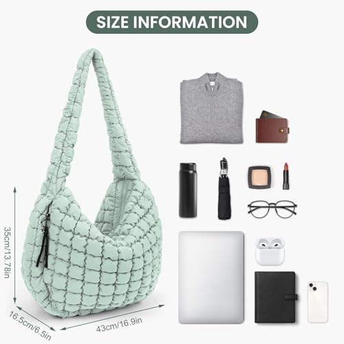 GSenhui Gesteppte Tasche Groß, Puffer Tasche Crossbody Bag Puffy Tote Bag Stepptasche zum Umhängen, Baumwolle Quilted Bag Hobo Bag Einfarbig Daunen Puffer-Tragetasche