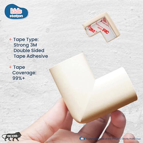 Image of Kids Station Baby Proofing Edge Protector for Kids Safety, Made in India Rubber Edge for Sharp Furniture Edges and Corners, A Baby Safety Product (Corner Guards, Pack of 10, L- Shape, Beige)