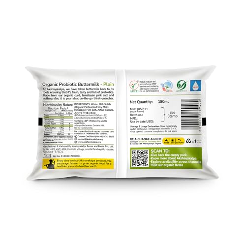 Image of Akshayakalpa Organic Probiotic Buttermilk - Plain 180ml