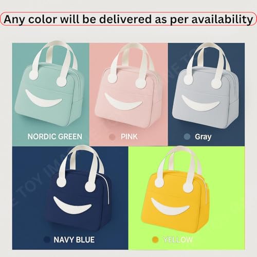 Image of Toy Imagine Smiley Insulated Lunch Bag for Kids & Office | Tiffin Bag for School Boys & Girls | Snack Tote Bag for Women | Compact & Portable Leak-Proof 6.5L (Assorted)
