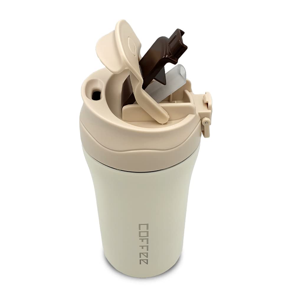 COOLBABY Coffee Tumbler Drink and Sip 2 In 1 Leak Proof Lid Double Wall Insulated Stainless Steel Thermal Coffee Cup Hot and Cold Travel Home Office Car Mug(Glacier white)