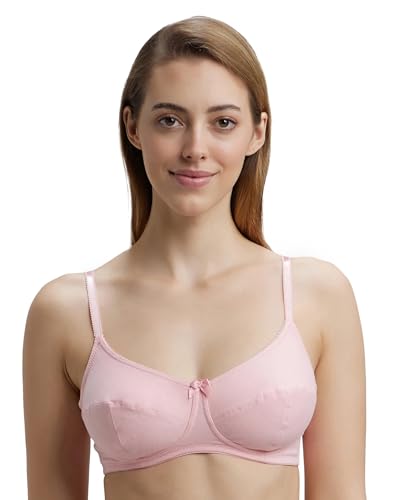 Image of Jockey 1615 Women's Wirefree Non Padded Super Combed Cotton Elastane Stretch Full Coverage Everyday Bra with Soft Adjustable Straps Candy Pink 40B