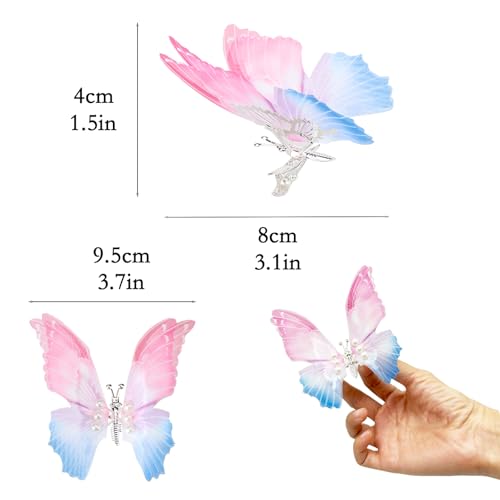 9PCS 9 Colores Grandes Pinzas de Mariposa con Alas Móviles, Clip 3D para Cabello para Niñas y Mujeres miniatura 2