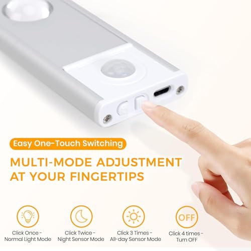 Image of FLYNGO Motion Sensor Under Cabinet LED Light, 3 Color Modes Closet Light with Stepless Dimming for Kitchen, Cabinet, Wardrobe, Bedroom, Cupboard (40CM - Pack of 1)