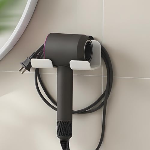 ATEWEITA Soporte Secador de Pelo sin Taladro, Portasecador de Pared Adhesivo, Organizador de Baño, Hair Dryer Holder Wall Mounted, Blow Dryer Holder,1pc