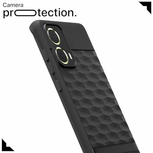 Image of Pikkme Back Cover for Motorola Moto G85 5G Camera Protection 3D Hexa Cube Design Silicone Protective Bumper Case (Black)