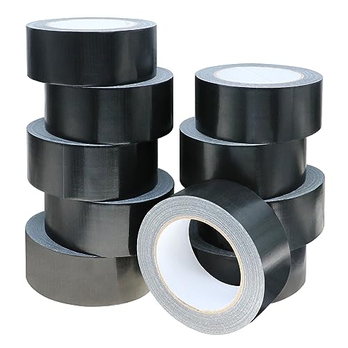 Image of Heavy Duty Black Duct Tapes 10 Rollsx1.88 Inchx33 Yards, Waterproof and Tear by Hand No Residue, Bulk Value for Home Use, Do-It-Yourself Projects and Repairs