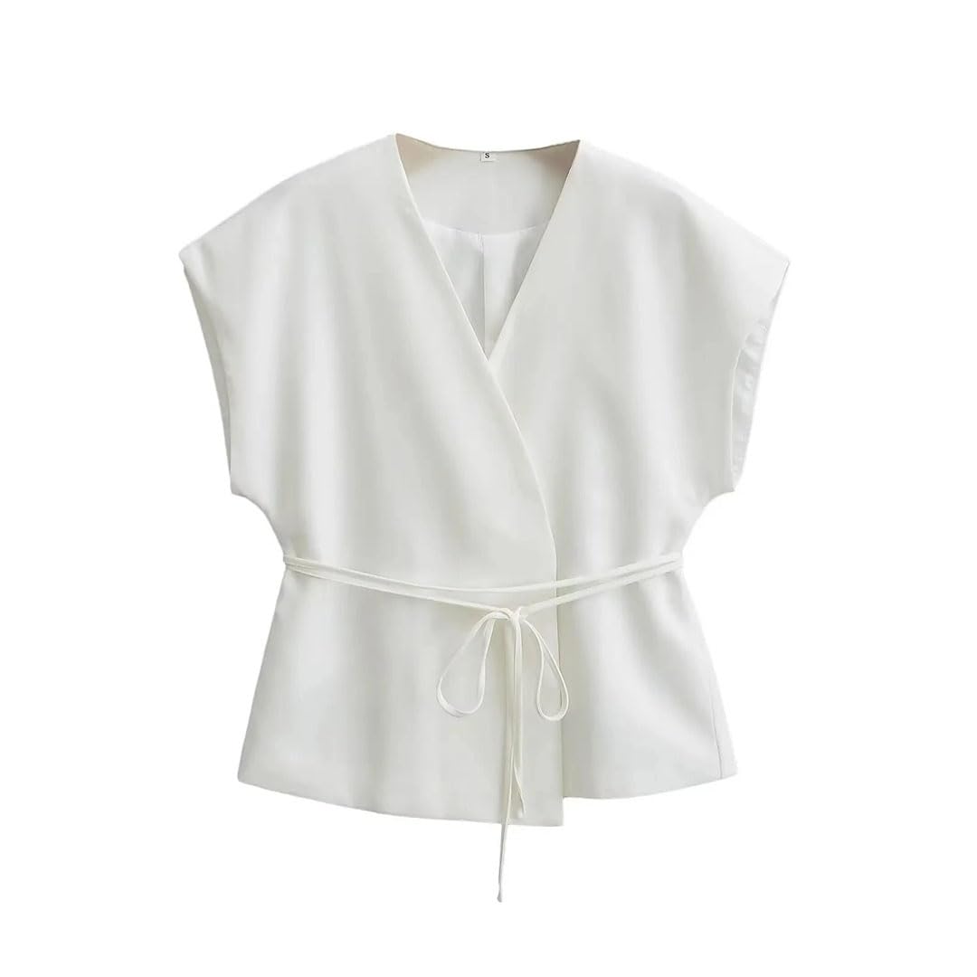 Damen-Tanktop mit Schnürung, V-Ausschnitt, Taschen mit hoher Taille, Streetwear, weites Bein, lange Hose