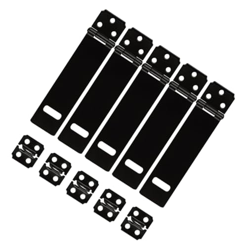 Image of 5pc Iron Padlock Hasp Door Clasp Latch for Gates Cabinets and Sheds Black Locking Concealed Screws for Enhanced Security