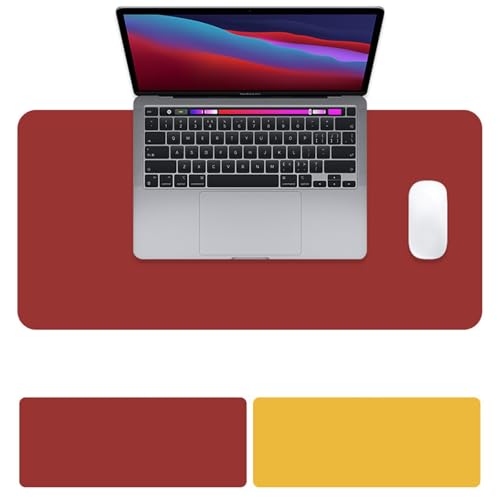 Sous-main bureau en cuir de haute qualité 60x30cm rouge et jaune