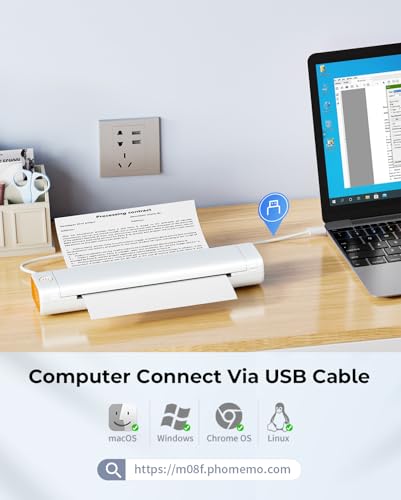 Image of Phomemo Portable Printers Wireless for Travel, M08F Thermal Bluetooth Printer Support for 8.5x11 US Letter, Small Inkless Printer Compatible with iOS, Android, Laptop for Car, Office, Home.