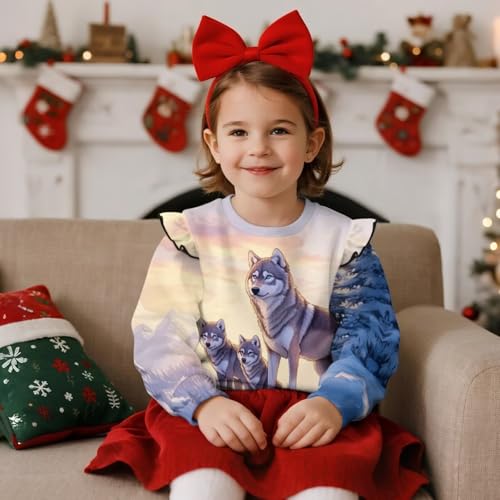 Uourmeti Toddler Long Sleeve Athletic Tops Fall Clothes Girls Ruffle Shoulder Tee Shirts3