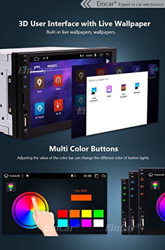 Eincar Android 10 Head Unit Double 2 Din Car Radio Quad Core 7" HD Capacitive Touch Screen GPS Navigation Stereo System Support Bluetooth 1080P Mirrorlink Reverse Camera WiFi 4G USB TF