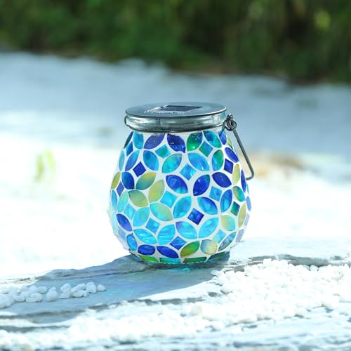 Afirst Mosaic Solar Lanterns Outdoor - Glass Hanging Solar Lights Hollow Out Waterproof Table Lamp Outdoor Decorative for Garden, Patio, Holiday Party Outdoor Decoration by Afirst - Used condition - Image 8