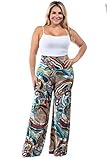 Uptown Apparel Womens Fold Over Waist Wide Leg Palazzo Pants, Good for Tall Curvy Women-Ships from U.S.A (Los Angeles)