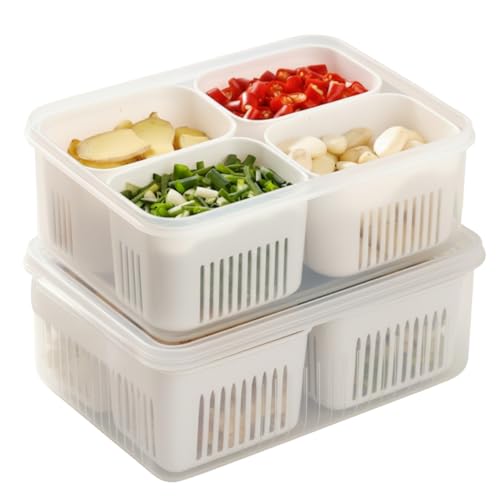 Satpurus Fridge Storage Containers - Fridge Organiser Storage Boxes- Kitchen Accessories Items for Home-Freezer & Refrigerator Organizer vegetable storage box